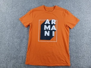 Armani Exchange Small Slim Mens Short Sleeve T-Shirt Orange Graphic Print - Picture 1 of 14