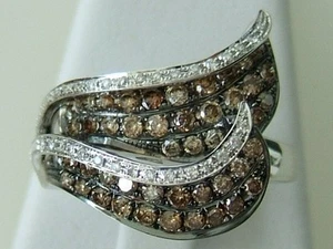 18k. Cocktailring Weißgold, Champagner, Cognac & Weißer Diamant, Neu - Bild 1 von 8