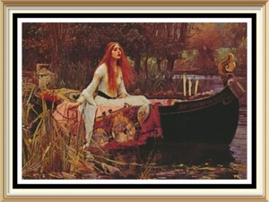 50y Old Vintage Lithograph Pre-Raphaelite Art John Waterhouse Print LADY SHALOTT - Picture 1 of 1