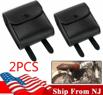 2X Bolsa Universal Moto Horquilla Delantera Barra Sissy Sillín Lateral Bolsa de Herramientas Cuero Foto 1 de 4