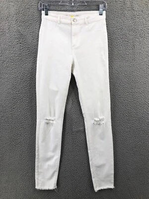 Zara Trafaluc Skinny Jeans Distressed Ripped Women's Size 4 White Denim 8134 - Image 1 of 4