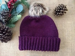 Hand Crocheted Watch Cap Style Hat, Adult M - Picture 1 of 5