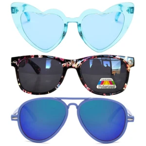 OWL Kid's Assorted 3 Pack Sunglasses – Three Cute Heart, Retro, & Aviator Styles - Picture 1 of 135