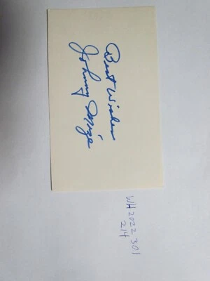 Johnny Mize signed index card JSA Auction Certified  - Image 1 of 2