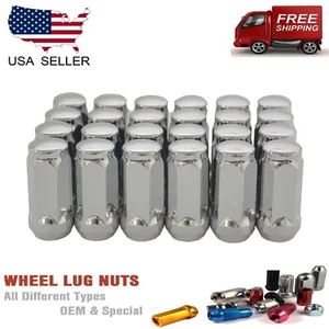 24PCS CHEVY GMC 14X1.5 THREAD CHROME BULGE ACORN LUG NUTS 2" TALL - Picture 1 of 2