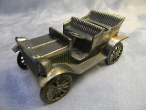 VINTAGE 1906 FORD MODEL "T" SILVER FINISH METAL CAR DESK LIGHTER-NEEDS LIGHTER