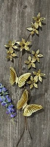 Vintage Home Interiors Metal Butterflies & Flowers Wall Decor Art MCM Retro 24” - Picture 1 of 10