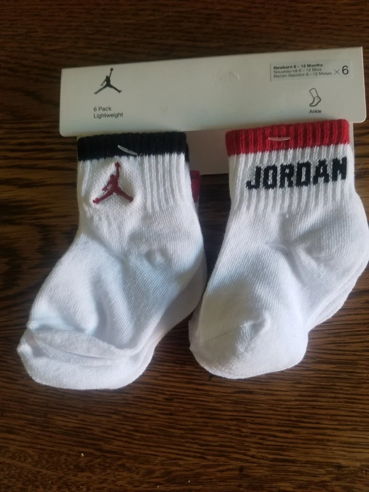 Nike Air Jordan Baby Infant Lightweight Ankle Socks 6-Pack Size 6-12 Months