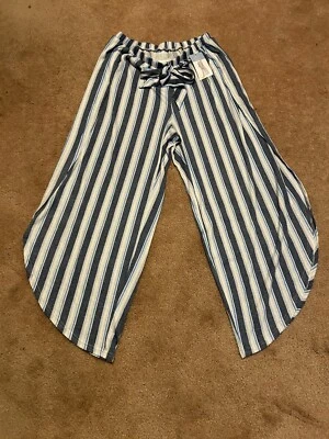 Pantalones grandes para mujer Laura Ashley a rayas nuevos con etiquetas Foto 1 de 4