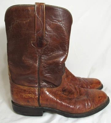 Lucchese Brown Ostrich & Leather Cowboy Boots Size 7.5D EUC - Image 1 of 4