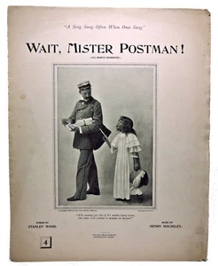 1894 WAIT, MISTER POSTMAN! Sheet Music Stanley Wood Scarce - Foto 1 di 1