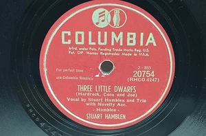 Vintage Columbia Stuart Hamblen Three Little Dwarfs 78 RPM Vinyl Record #20754 - Imagen 1 de 6