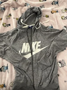 Nike Women's Gym Grey/Sail Full-Zip Hoodie (CN6892-091) Size Small - Picture 1 of 1