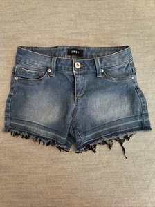 DKNY Denim Girls Blue Jean Short Shorts Cut Off Size 10 Pockets - Picture 1 of 7