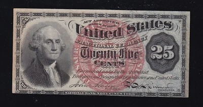 US 25c Fractional Currency 4th Issue Large Seal Violet Fiber FR 1303 CU (30) - Image 1 of 2