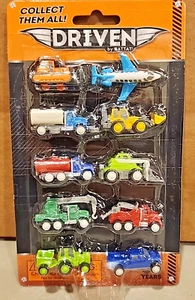 DRIVEN by Battat Mini Toy Trucks and Airplane Pocket Fleet Multipack 10 pc - Picture 1 of 3