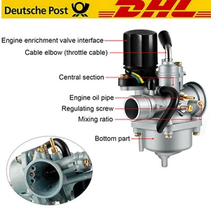 Carburador 18,5 mm con E-Choke CPI, 2 tiempos, húsar, minarelli, palomitas de maíz, Oliver, genérico - Imagen 1 de 13