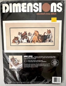 Dimensions Counted Cross Stitch Kit #3762 Nine Lives Cats Bryan Moon 1994 NEW - Picture 1 of 5