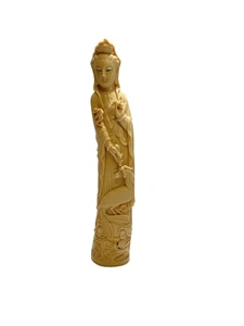 Monumental Antiguo Guanyin Chino Con Fénix 18" Figura Tallada Hecha a Mano - Imagen 1 de 10