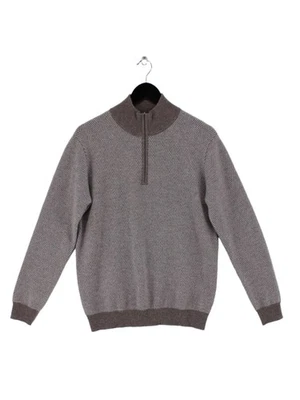 Jersey Kinross Para Hombre S Tostado Geométrico 100% Cachemira Cuello Simulado Pullover Foto 1 de 4