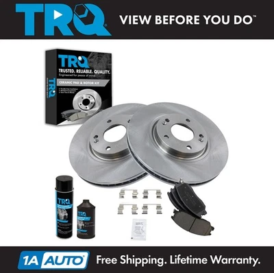 TRQ Front Ceramic Brake Pad & Disc Rotor Kit w/Chemicals Fits XG350 Kia Amanti - Image 1 of 4