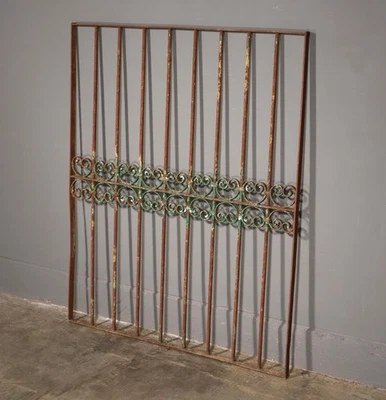 Panel de ventana/panel de valla decorativo de hierro francés antiguo de 51" de alto finales de 1800 Foto 1 de 4