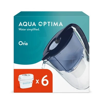 Aqua Optima Oria Water Filter Jug & 6 x 30 Day Evolve+ Filter Cartridge, 2.8 - Image 1 of 4