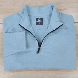 Men's L Foot Joy Thermo Series Blue 1/4 Zip Golf Striped Long Sleeve Pullover - Picture 1 of 8