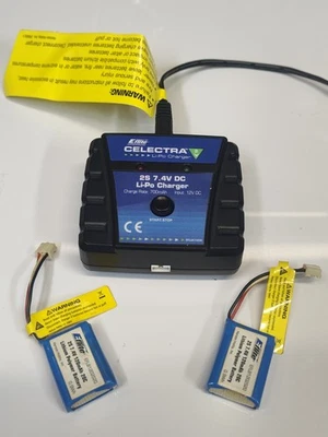 E-flite Celectra 2S 7.4V DC Li-Po Charger EFLUC1009 Clean! + (2) Eflite 2S 120ma - Image 1 of 4