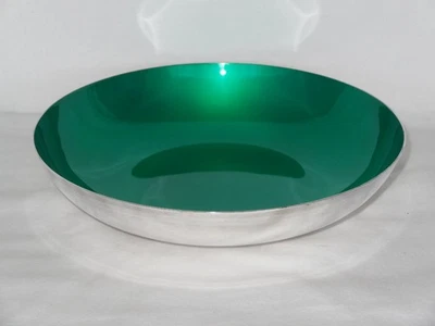 Reed &  Barton Green Enamel Vintage Silverplate Bowl 194 Candy Nut Trinket Dish - Image 1 of 4