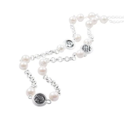 Collana di Perle con Monete in Argento 925 - Immagine 1 di 2