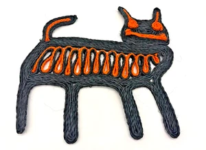 Macramé espeluznante de Halloween vintage/con cordón gato negro artesanía arte popular: colgante de pared + - Imagen 1 de 15