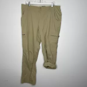 LL Bean Damen Trekking Wander Hose gerades Rollbein hellbraun Größe 16 Reißverschlusstaschen - Bild 1 von 10