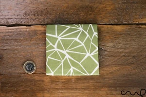 Handmade Green Geometric Cotton Pocket Square Handkerchief Wedding Mens Gift AQ - Picture 1 of 7
