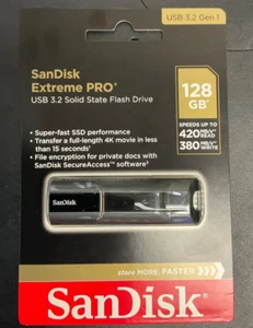 NEW SEALED SANDISK 128GB EXTREME PRO USB 3.2 SSD SOLID STATE FLASH DRIVE SDCZ880 - Photo 1/1