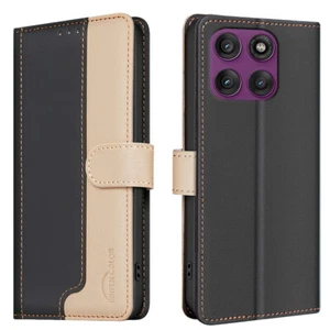 Luxury Cover Flip Leather Men's Wallet Purse Card Case For Motorola Edge 60 Pro - Picture 1 of 20
