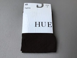 NWT Hue Textured Diamond Tights w/ Control Top Size 2 Espresso #684G - Picture 1 of 2