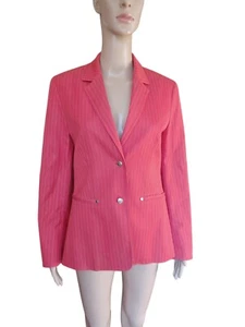 Escada Sport Womens Two Button Jacket Blazer Cream Orange Pinstripes Size 34 - Picture 1 of 12