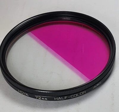 Hoya 72mm HALF-COLOR Pink Glass Lens Filter 72 mm E-72 Japan Half Color E72 NOS - Image 1 of 4