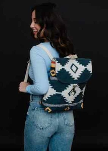 PANACHE APAPREL NAVY, WHITE & YELLOW AZTEC BACKPACK (WOVEN 414) BRAND NEW!! - Picture 1 of 7
