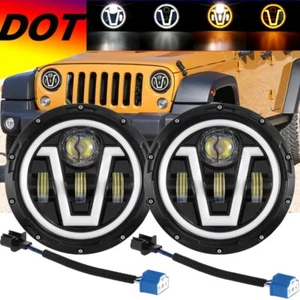 Faros LED PUNTO 7" haz alto/bajo DRL señal de giro para Jeep Wrangler JK LJ TJ CJ - Imagen 1 de 12