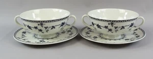 Royal Doulton Yorktown TC1013 Ribbed Handled Soup Bowls & Saucers x2 - Picture 1 of 7