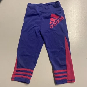 Adidas Malite Girls 5 purple pink workout leggings capri pants sports - Picture 1 of 2
