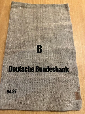 Geldsack Leinensack Jutesack Geldbeutel Geldtasche Deutsche Bundesbank  18x29cm - Bild 1 von 3