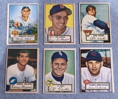 1952 Topps Baseball Lot (6) Dom DIMAGGIO ZARILLA MAJESKI USHER STUART PERKOWSKI - Image 1 of 4