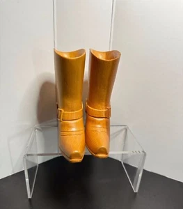 Hand Carved Wooden Western Boots Figurines Size 5" Tall 5" Long 1 1/2" Width - Picture 1 of 12