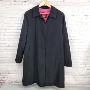 Esprit Outerwear Large Damen langer schwarzer Regenmantel, Jacke, rosa Fleece gefüttert, L - Bild 1 von 20