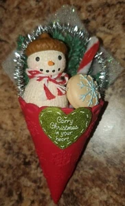 Hallmark Keepsake Christmas Wishes Snowman Cone Ornament Dated 2015 NIB - Picture 1 of 12