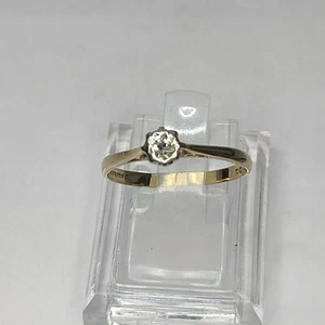 H Samuel 9ct Gold 0.15ct Diamond Solitaire Engagement Ring Size P 1/2 1.35g - Picture 1 of 15