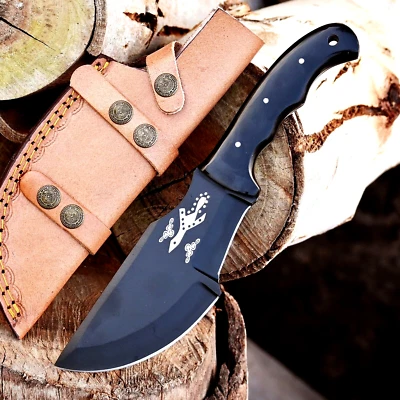Custom HandMade Hunting Tracker Knife - Black Coated CR12 Stainless Steel 2878 - Image 1 of 4